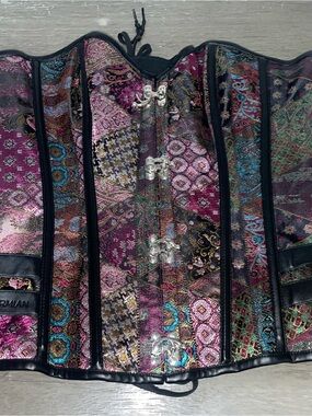 Charmian Embroidered Patchwork Corset Jacket in Multi-Purple